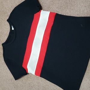 Reebok x Melody Ehsani Classic Black Red White Striped Mesh Top Shirt L Large